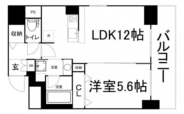 HISTOIRE玉造(1LDK/4階)の間取り写真