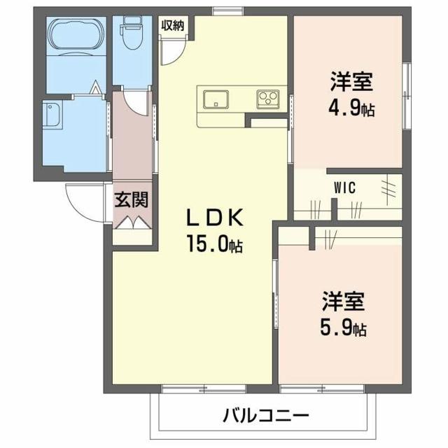 バリュージュ田中 A(2LDK/2階)の間取り写真