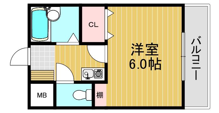 ベルメゾン一須賀I号館(1K/1階)の間取り写真