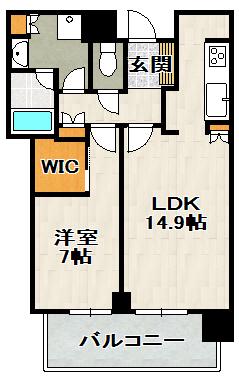 ジオタワー宝塚グランレジス 南棟(1LDK/8階)の間取り写真