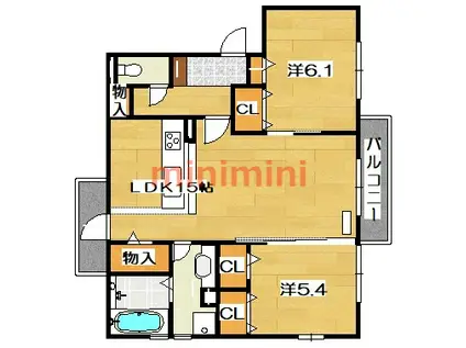 アレグリーア(2LDK/3階)の間取り写真