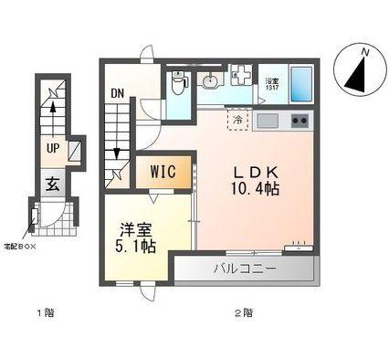 AZURE(1LDK/2階)の間取り写真