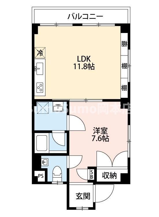 エスポアール甲南山手(1LDK/1階)の間取り写真