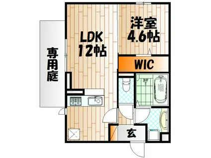 ストレイト葛葉(1LDK/1階)の間取り写真
