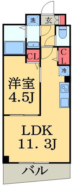 QUALITIA本郷(1LDK/1階)の間取り写真