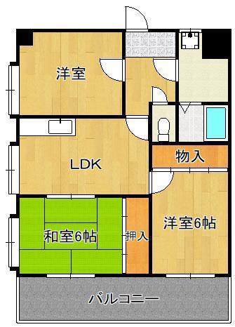 ニューエバーグリーン小倉(3LDK/6階)の間取り写真