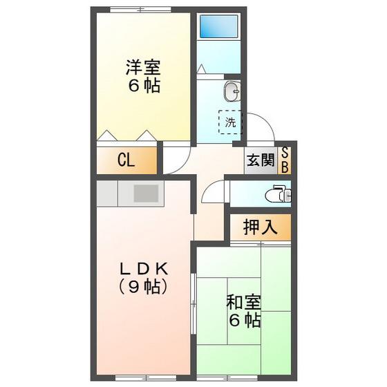 サニーハイム千里(2LDK/1階)の間取り写真