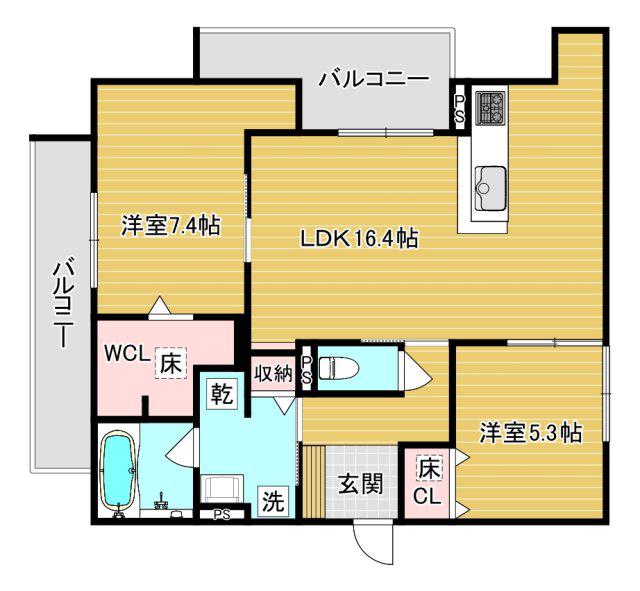 D-ROOM高槻市寿町(2LDK/1階)の間取り写真