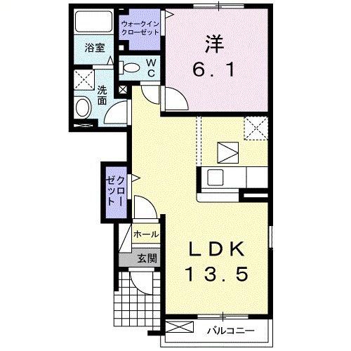 セルフィーユII(1LDK/1階)の間取り写真