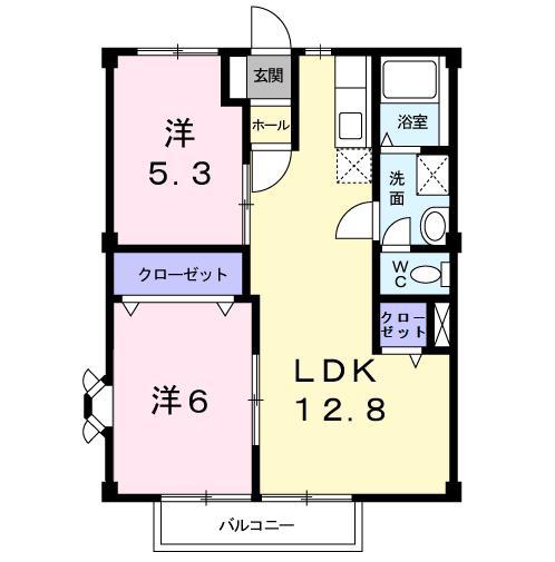 アーバンハイツC(2LDK/1階)の間取り写真