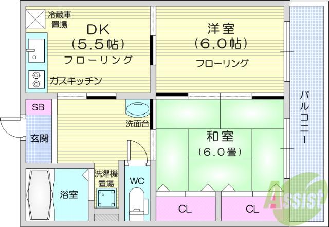 佐松マンション(2DK/4階)の間取り写真