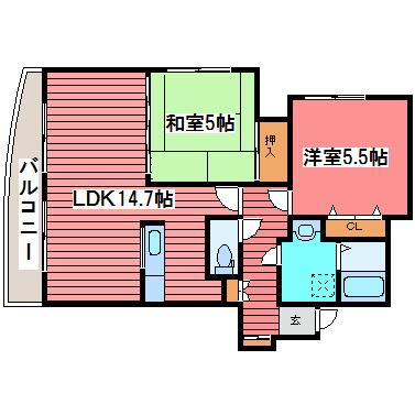 コーポラススプレンダー(2LDK/3階)の間取り写真