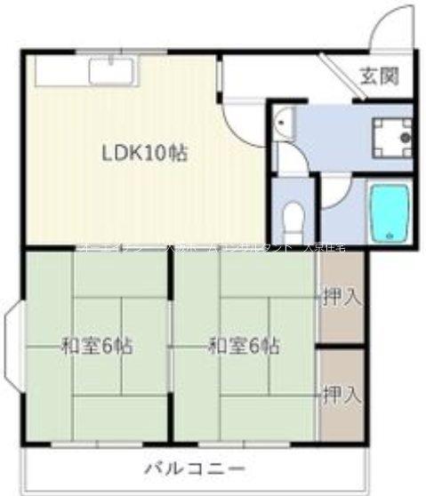 ビートル山本北E棟(2LDK/3階)の間取り写真