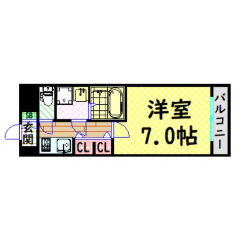 サムティ中之島公園南(1K/7階)の間取り写真