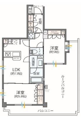 プライマリー相模大野ステーションフロント(2LDK/12階)の間取り写真