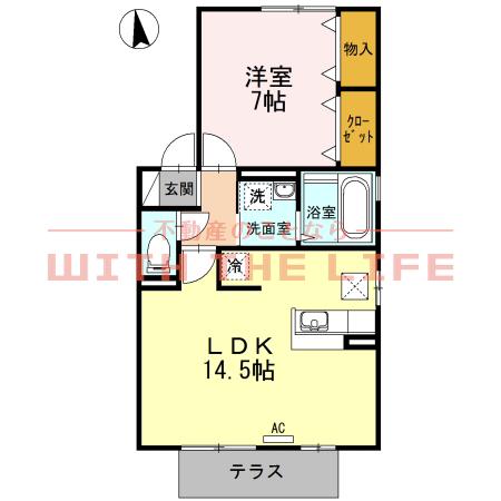 リビングタウン江戸屋敷(1LDK/1階)の間取り写真