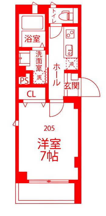 クリザンテム中幸町(1K/2階)の間取り写真