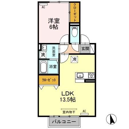 リーブワン(1LDK/2階)の間取り写真