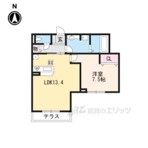 セジュールKOTO(1LDK/1階)の間取り写真