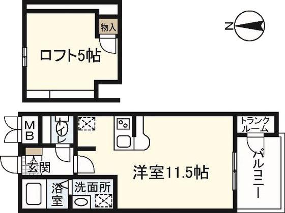 セントヒルズ横川新町(ワンルーム/2階)の間取り写真