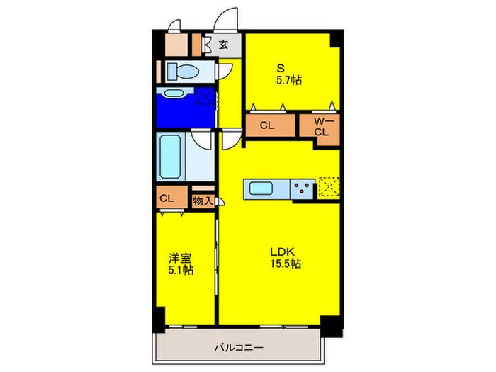 ラ・グレース(1SLDK/2階)の間取り写真