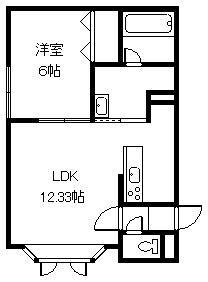 シャルマン神楽 B棟(1LDK/2階)の間取り写真