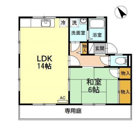 ファミール谷岡(1LDK/1階)の間取り写真