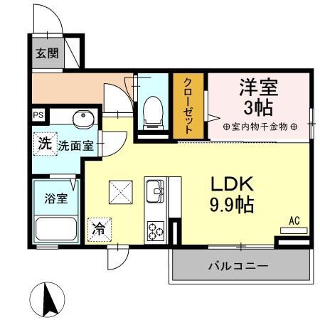 ガレリア ラッフィナート(1LDK/1階)の間取り写真