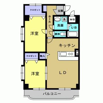 Y&M TAKAHASHI I(2LDK/4階)の間取り写真