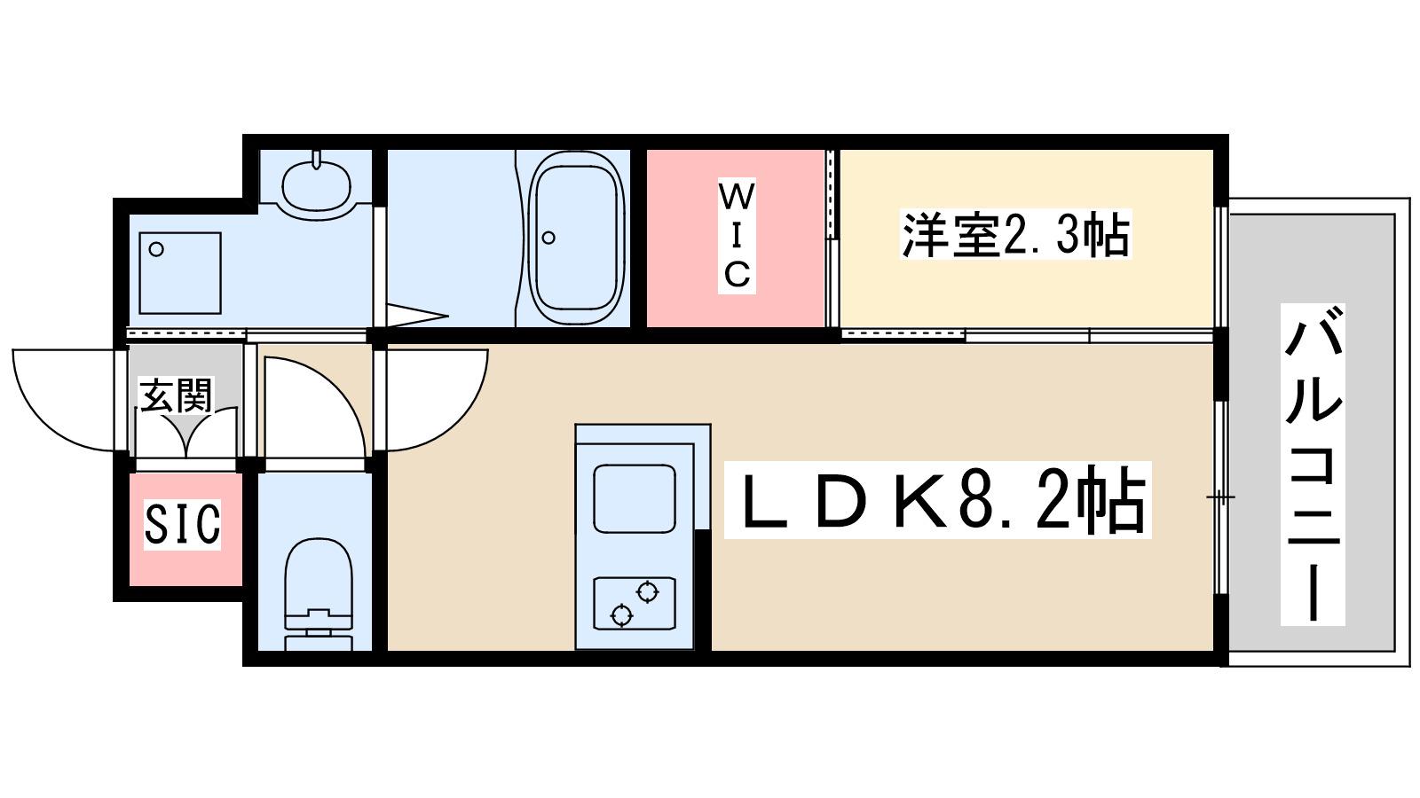 プレリスNEO大阪十三エルヴィオン(1LDK/2階)の間取り写真