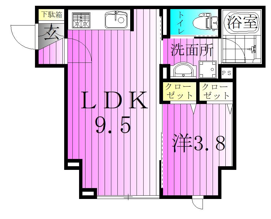 セレスティア竹ノ塚(1LDK/1階)の間取り写真