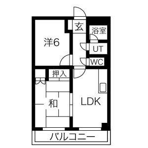 シャンポール鶴見(2LDK/4階)の間取り写真