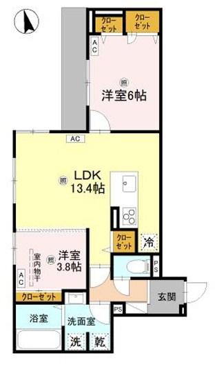 D-ROOM東本町(2LDK/1階)の間取り写真