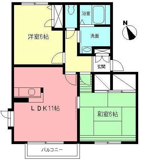 ベルデュールFII(2LDK/1階)の間取り写真