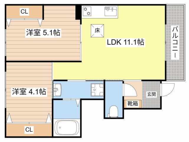 ラ・ルーチェ(2LDK/1階)の間取り写真