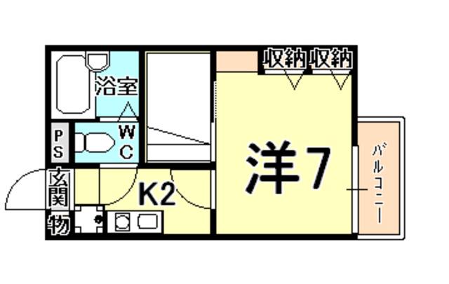 レオパレス 高友(1K/2階)の間取り写真