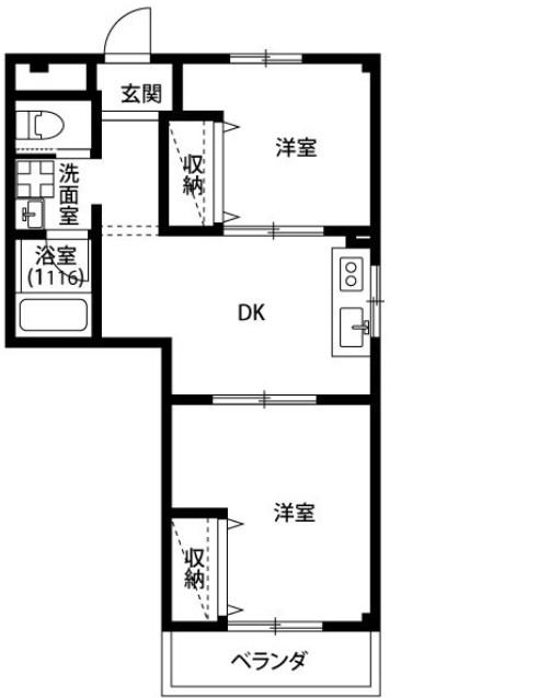 グランド東大宮(2DK/1階)の間取り写真