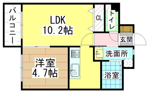 T-FLAT58(1LDK/5階)の間取り写真
