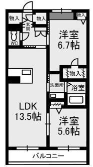 エテルナ・M(2LDK/3階)の間取り写真
