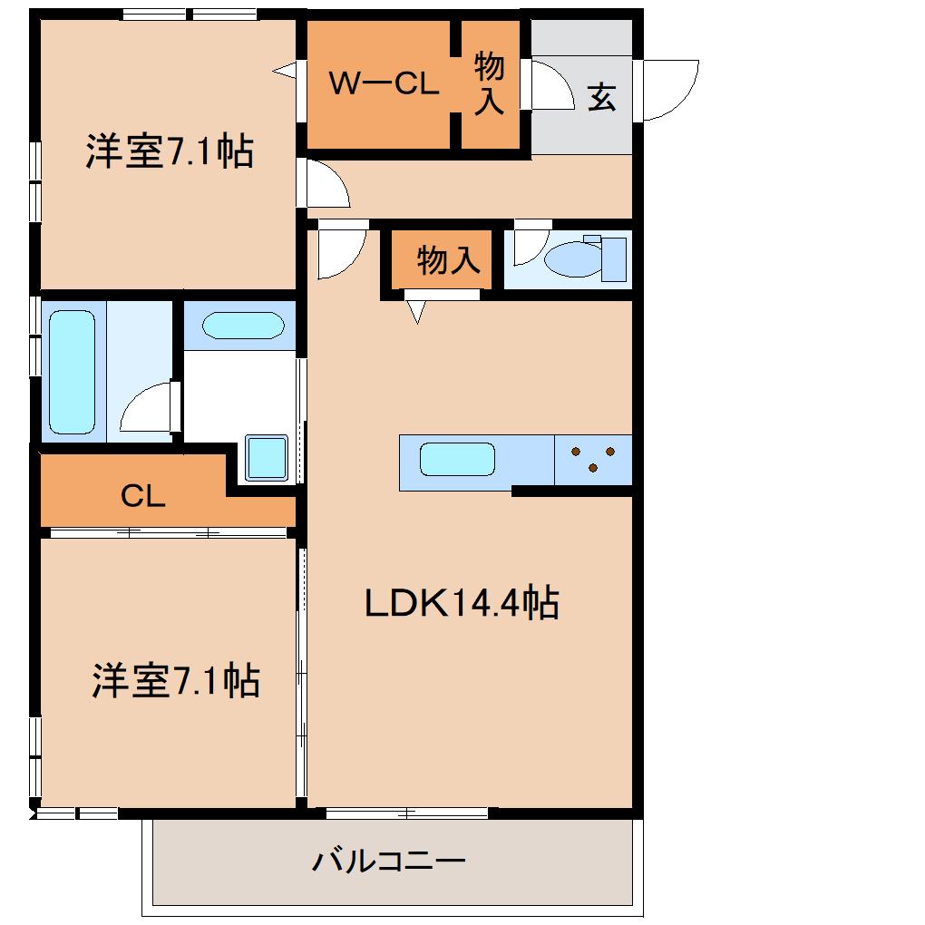 レグルス(2LDK/3階)の間取り写真