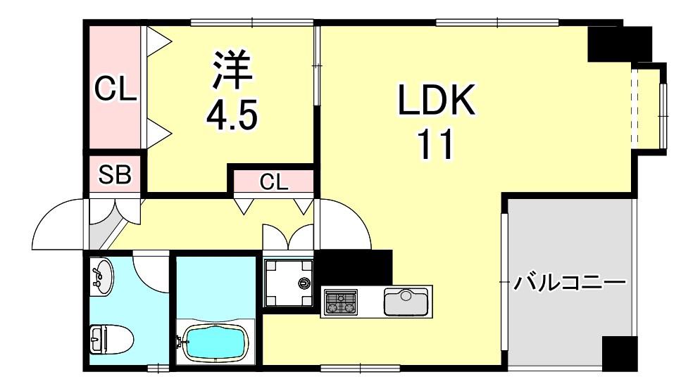 ワコーレ板宿(1LDK/2階)の間取り写真