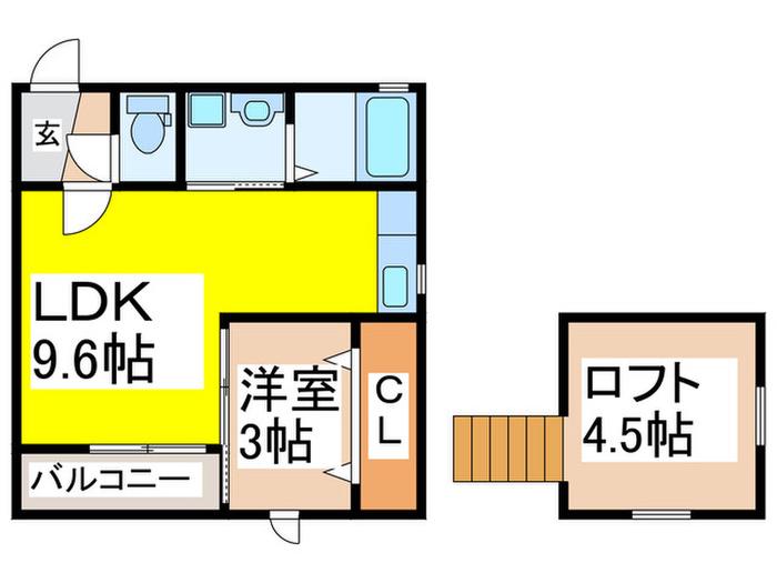 フェリスジャルディーノ(1LDK/2階)の間取り写真