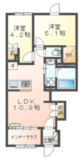 アネシス八王子(2LDK/1階)の間取り写真