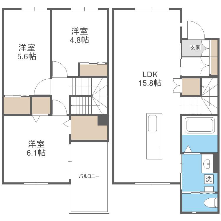 クレスタ(3LDK/1階)の間取り写真