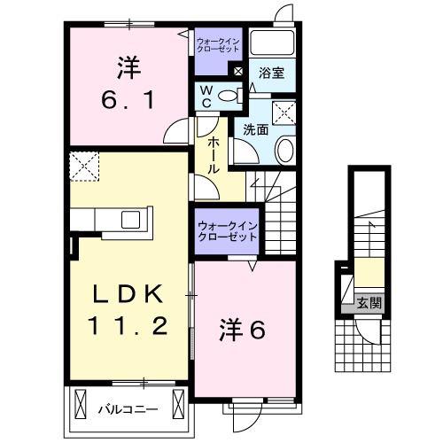 アルカンシェルIII(2LDK/2階)の間取り写真