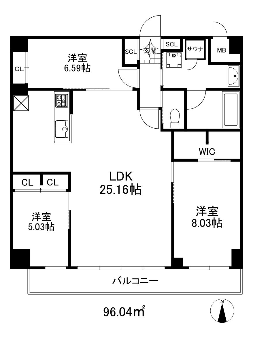 プレジオ西宮北口(3LDK/6階)の間取り写真
