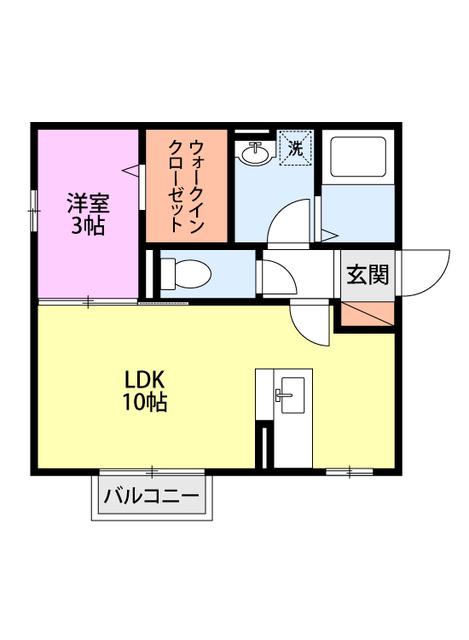 ピースフルベル(1LDK/1階)の間取り写真