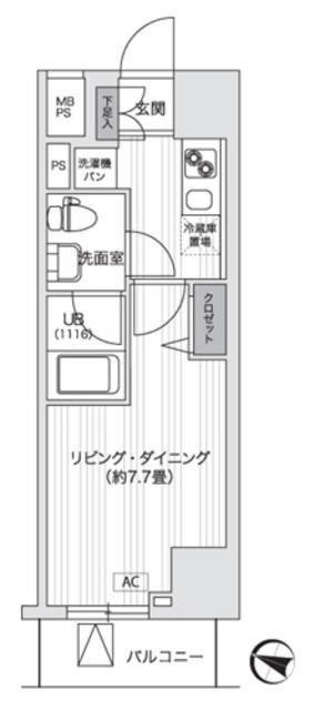 プライマル五反田(1K/7階)の間取り写真