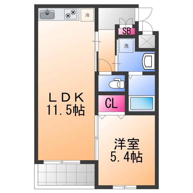 ノワ・メランジェ(1LDK/1階)の間取り写真