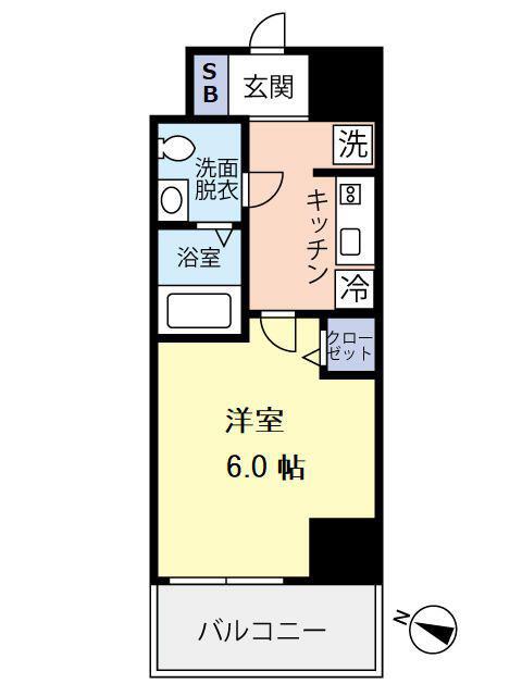 グランヴァンプレミアム川口(1K/6階)の間取り写真